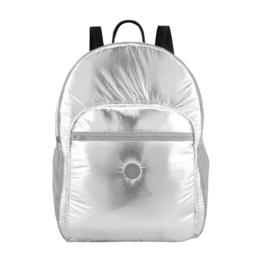 Mochila Moleca Grande Metalizada Prateada Feminina 50052.1