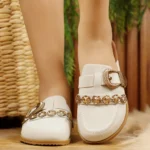 Mule Moleca Canoa Sapato Feminino Fivela Rústico 5743.214 - Imagem 3