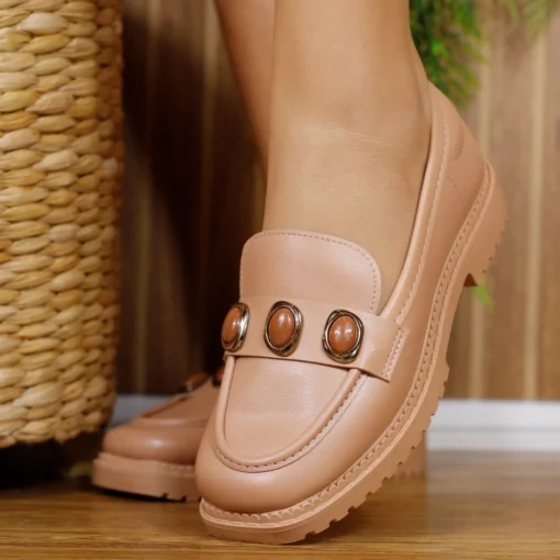 Mocassim Moleca Sapato Feminino Vintage Tratorado 5823.105