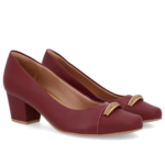 Scarpin Usaflex Salto Bloco Feminino Couro Brilho Q6698