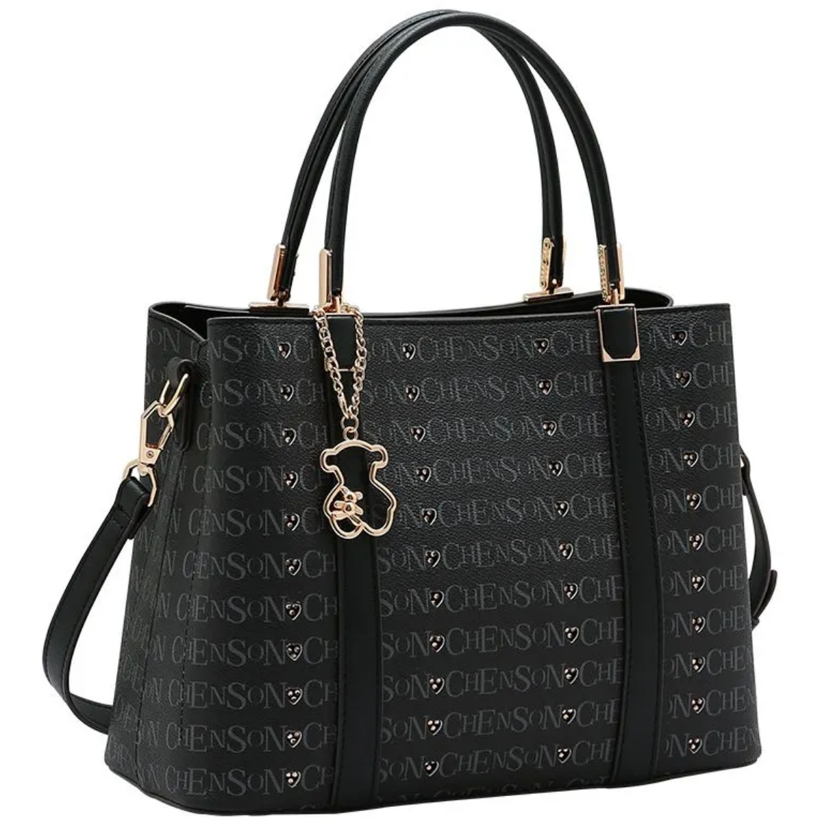 15539964800-85397-preto.jpg Bolsa Chenson Feminina Monograma Chaveiro Satchel 3485397 - Imagem 1