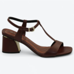 R Sandália Ramarim Marrom Salto Médio Bloco T-Strap 2528102 - Imagem 3