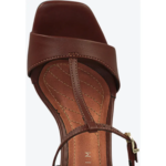 R Sandália Ramarim Marrom Salto Médio Bloco T-Strap 2528102 - Imagem 2