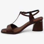 R Sandália Ramarim Marrom Salto Médio Bloco T-Strap 2528102 - Imagem 5