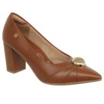 Scarpin Santinelli Feminino Salto Bloco Médio Pingente Metal