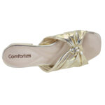 Tamanco Comfortflex Salto Bloco Baixo Dourado 2555302 - Imagem 3