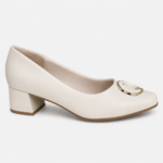Scarpin Usaflex Salto Baixo Bloco Couro Pingente AL38005 - Imagem 2