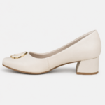 Scarpin Usaflex Salto Baixo Bloco Couro Pingente AL38005 - Imagem 3