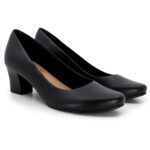 Scarpin Usaflex Salto Bloco Médio Liso Elegante Q6692
