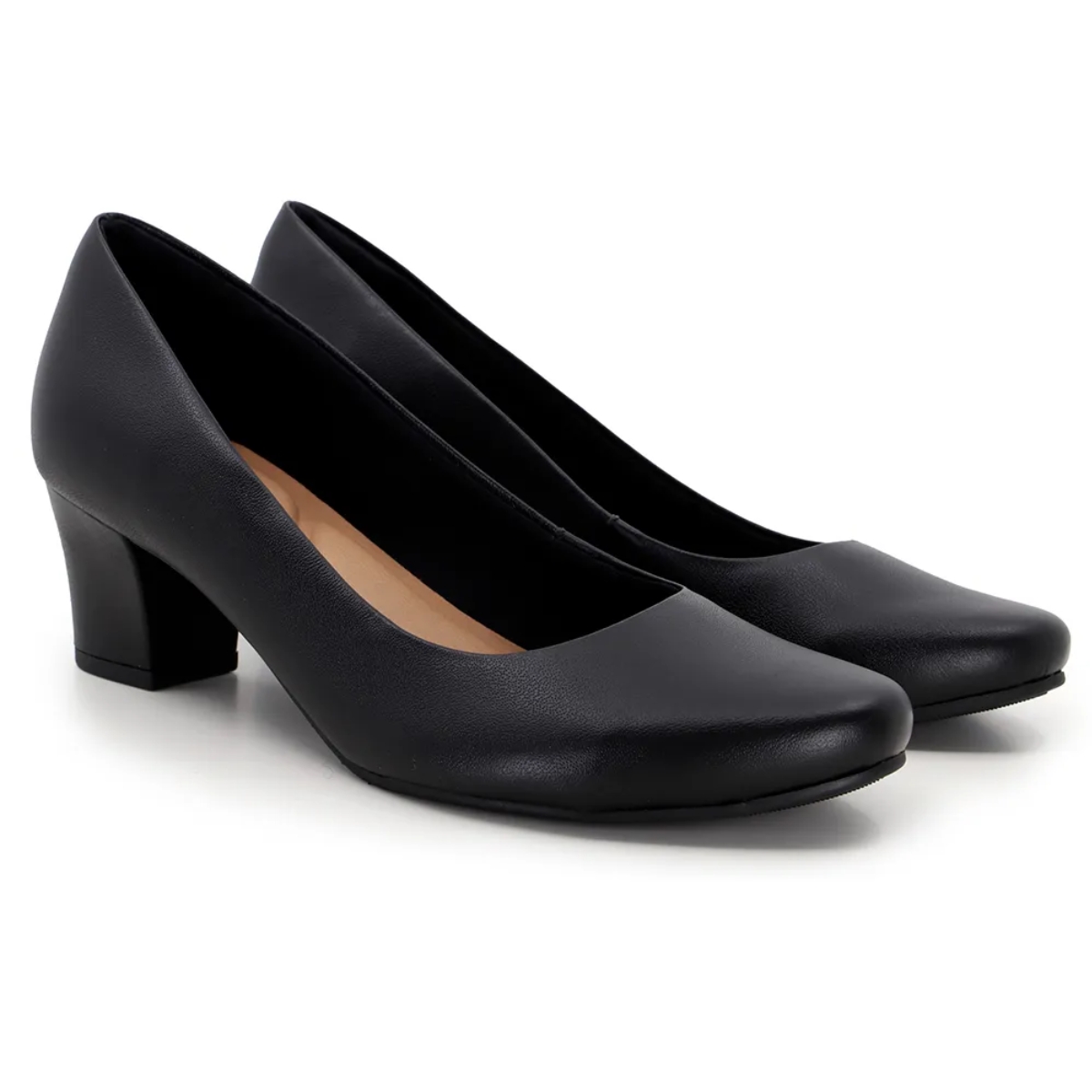 15561747285-q6692-1.jpg Scarpin Usaflex Salto Bloco Médio Liso Elegante Q6692 - Imagem 1