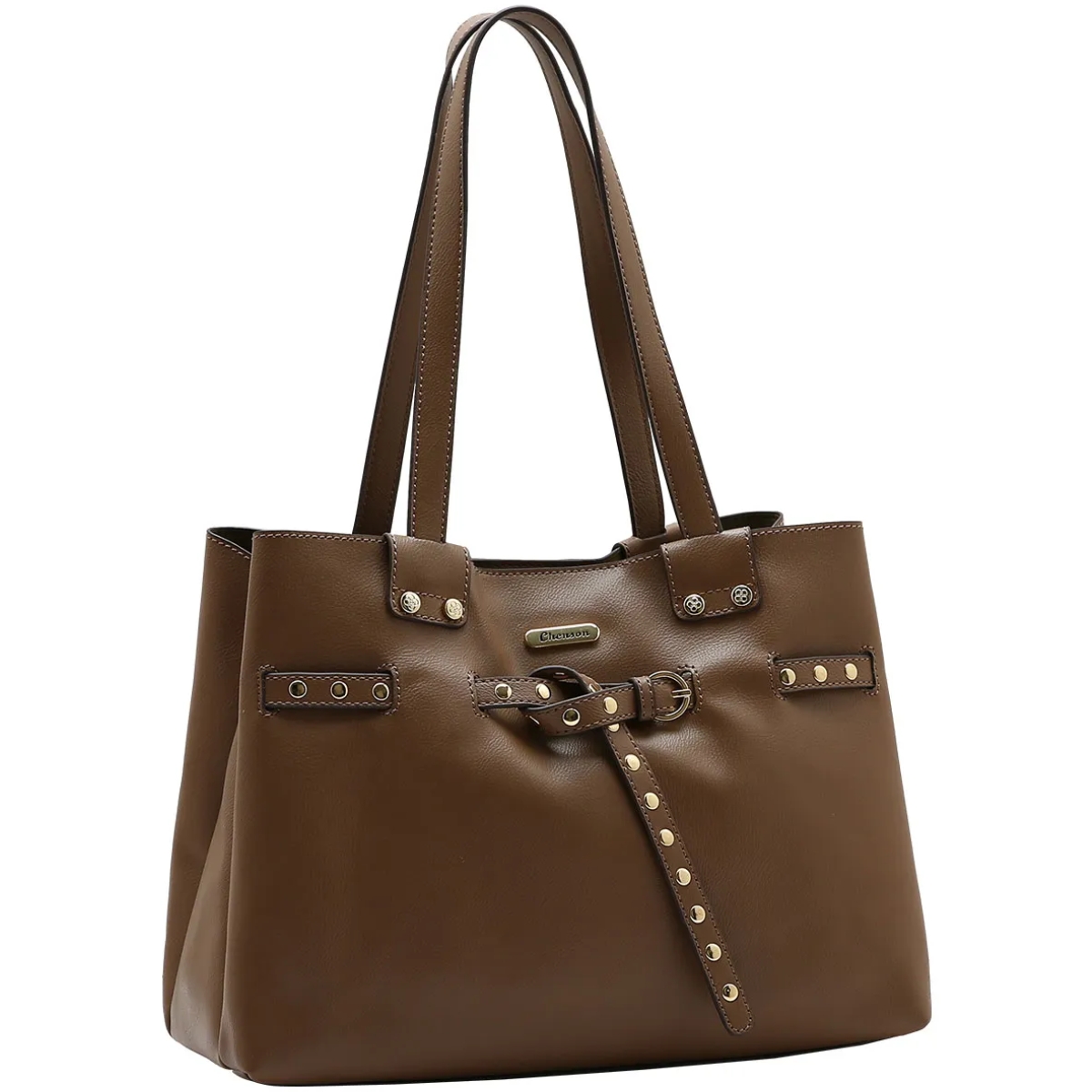 15562330684-3485709-natural.jpg Bolsa Chenson Média Rebites Rivet Elegance Feminina 3485709 - Imagem 1