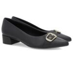 Scarpin Usaflex Couro Bico fino Salto baixo Fivela AN29004