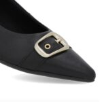 Scarpin Usaflex Couro Bico fino Salto baixo Fivela AN29004 - Imagem 4
