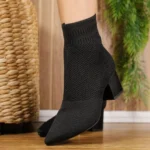 Bota Mariotta Knit Salto Médio Bloco Calce Fácil 20811-01