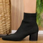 Bota Mariotta Knit Salto Médio Bloco Calce Fácil 20811-01 - Imagem 2