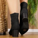 Bota Mariotta Knit Salto Médio Bloco Calce Fácil 20811-01 - Imagem 5
