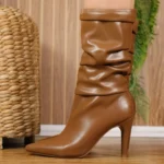 Bota Mariotta Cano Médio Feminina Amassada Enrugada 20845-01 - Imagem 2