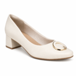 Scarpin Usaflex Salto Baixo Bloco Couro Pingente AL38005