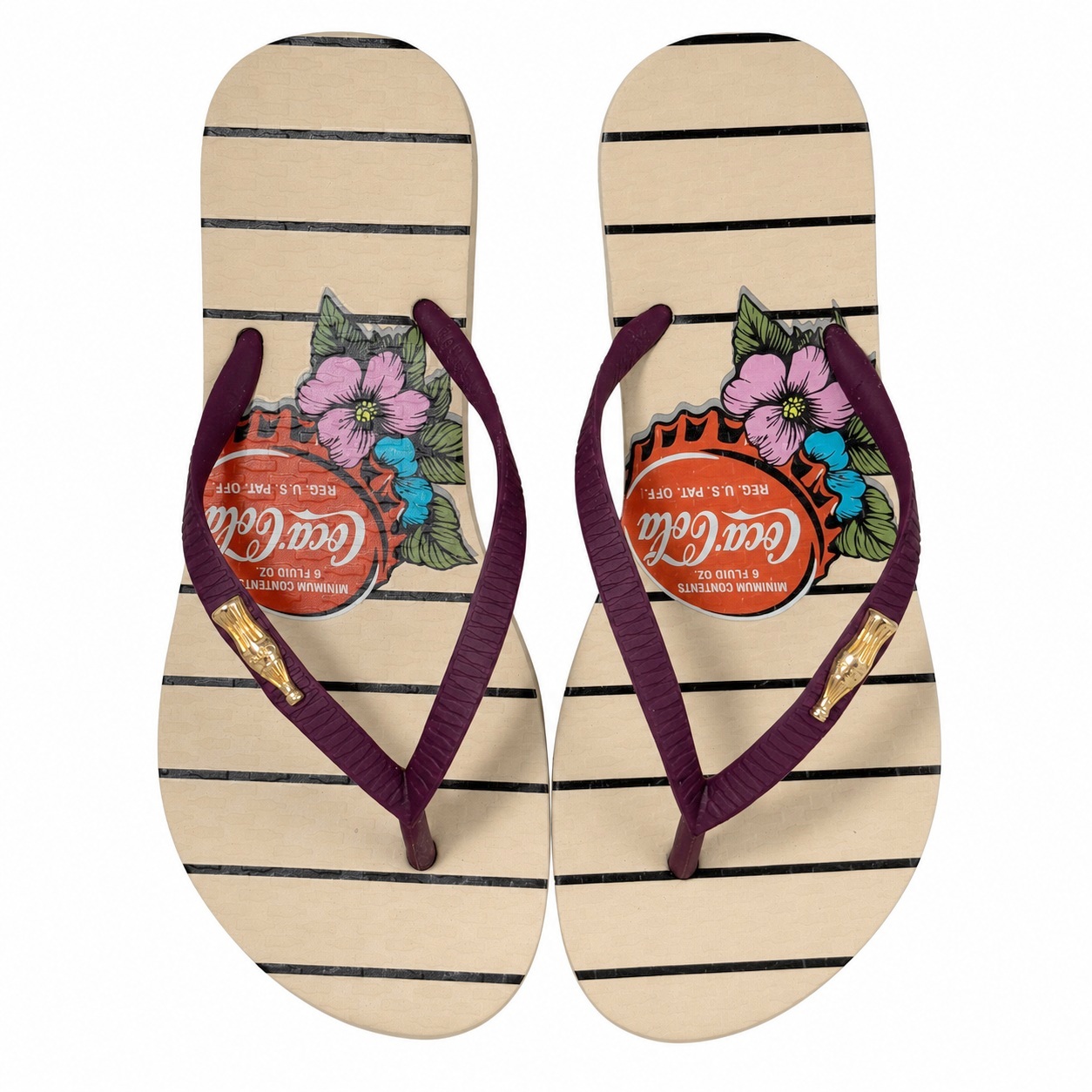 15583155667-chinelo-1.jpg Chinelo Coca-Cola Feminino Original com Pingente Listras CC5025 - Imagem 1