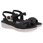Sandália Anabela Usaflex Tiras Cruzadas Texturizada UD04002 - Imagem 2
