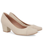 Scarpin Usaflex Feminino Salto Bloco Baixo em Couro Q6699