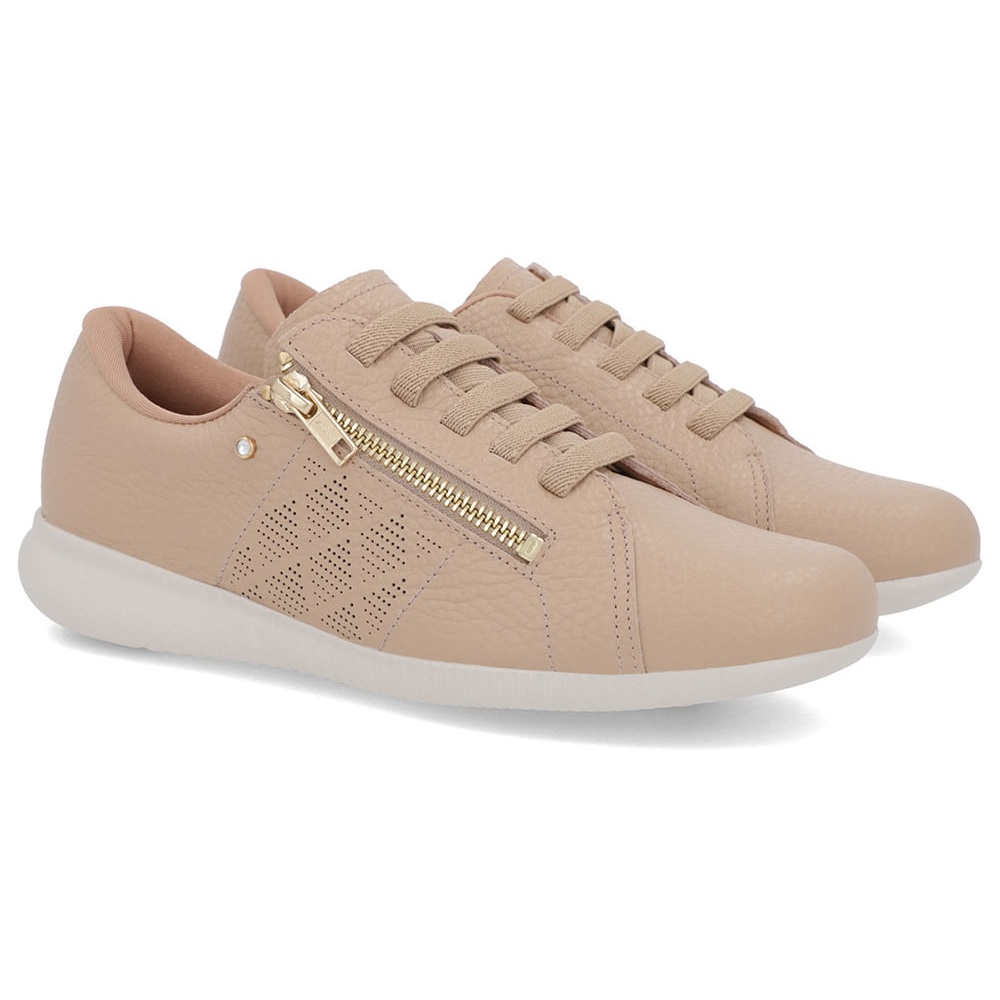 15591694341-af06023003-2.jpg Tênis Usaflex Casual Feminino Calce Fácil Couro AF06023 - Imagem 1