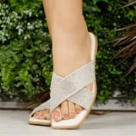 Chinelo Moleca Slide Brilho Cruzada Strass Feminina 5560.105
