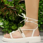 Sandália Ramarim Flatform De Amarrar Tiras Corrente 2555103 - Imagem 3