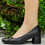 Scarpin Usaflex Couro Salto Bloco Médio Fivela UD15002 - Imagem 7