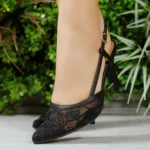 Scarpin Vizzano Renda Tela Bordado Salto Slingback 1185.1162 - Imagem 5